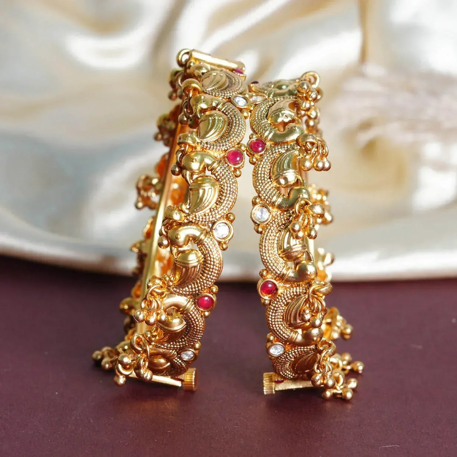 Antique Design Brass Kada for Women & Girl | Handcraft Unique Bracelet Perfect for Party & Daily wear - The Golden Cascade